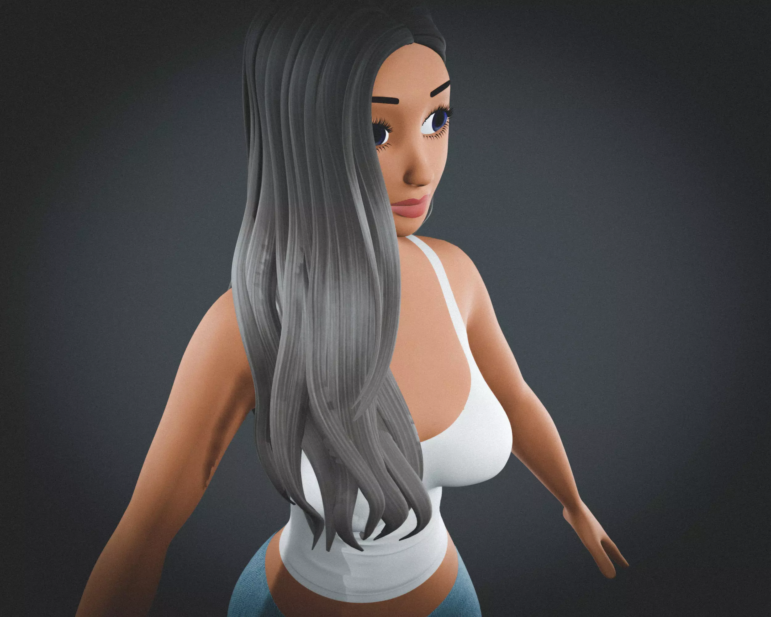 Female Cartoon Characters 3D model_0