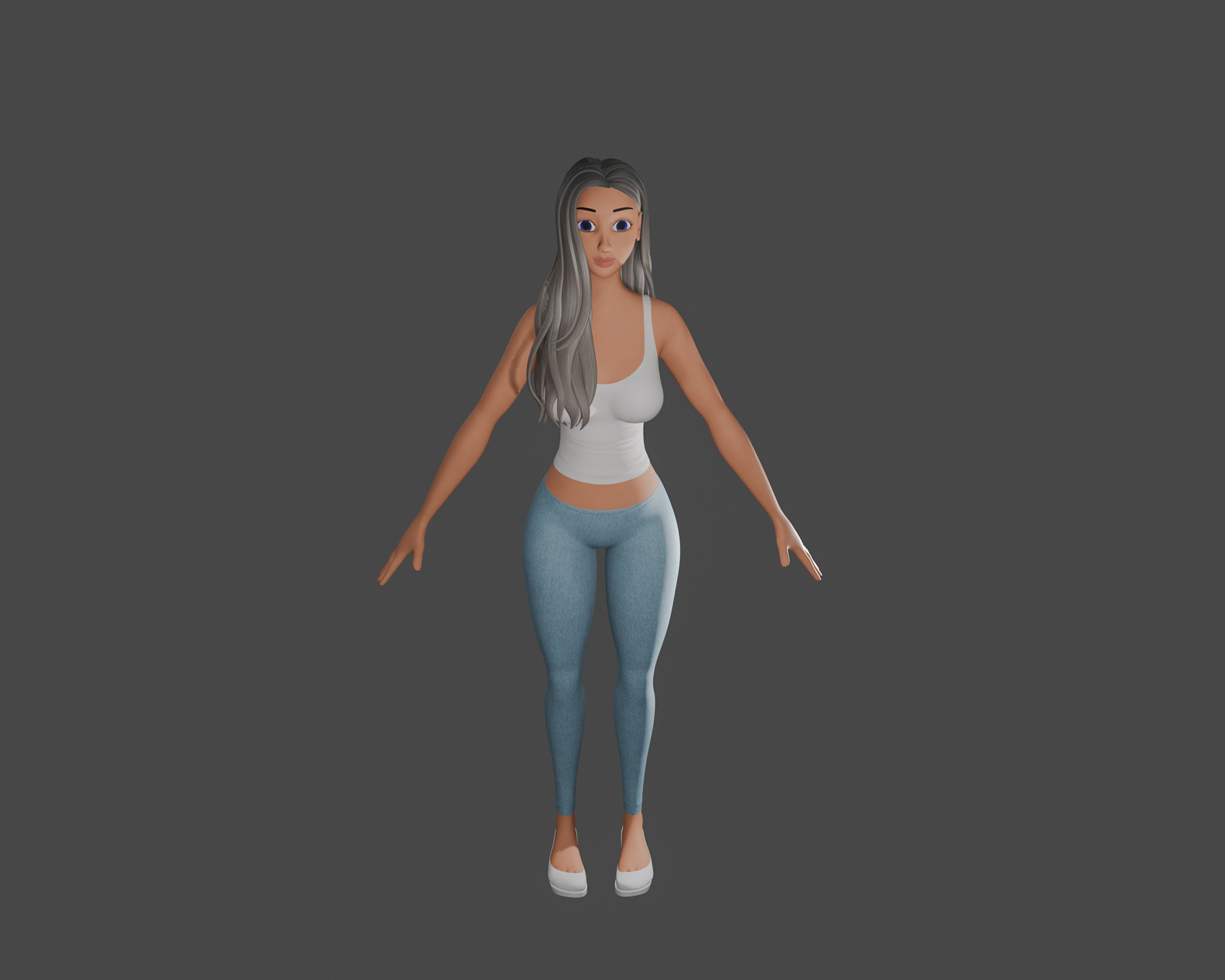 Female Cartoon Characters 3D model_1