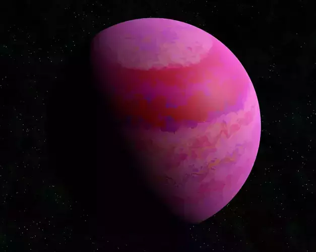 Pink gas giant Low-poly 3D model
