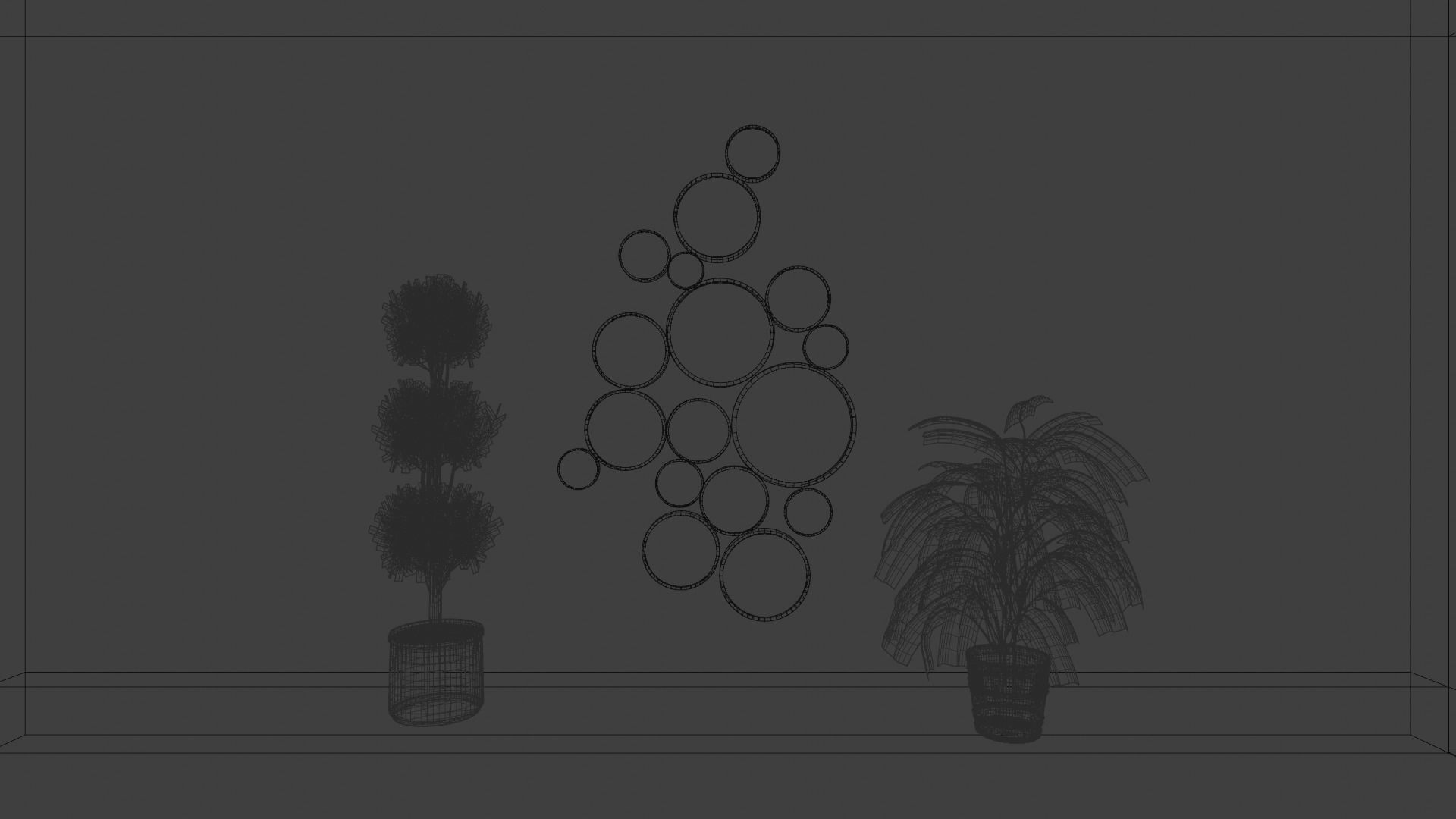 Mirror room with plants and mirrors Low-poly 3D model_6