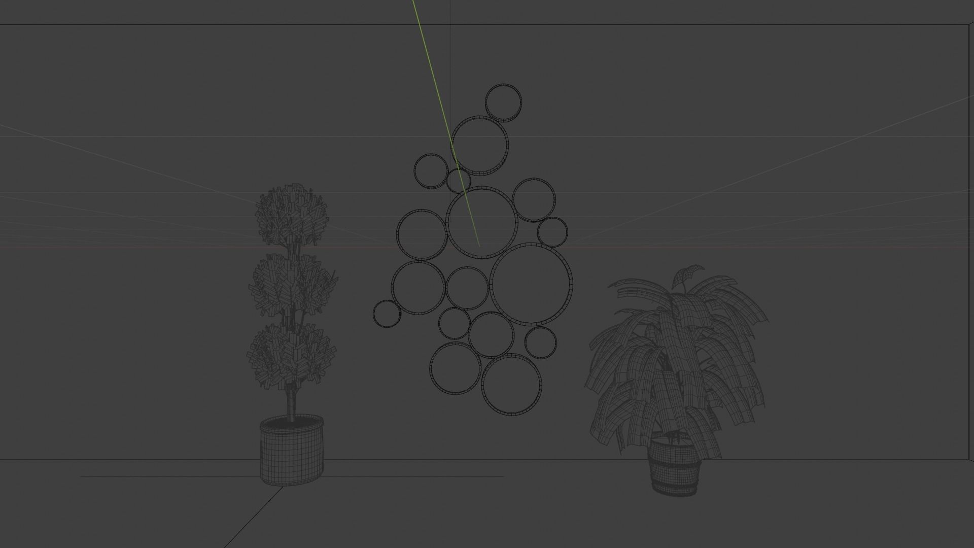 Mirror room with plants and mirrors Low-poly 3D model_8