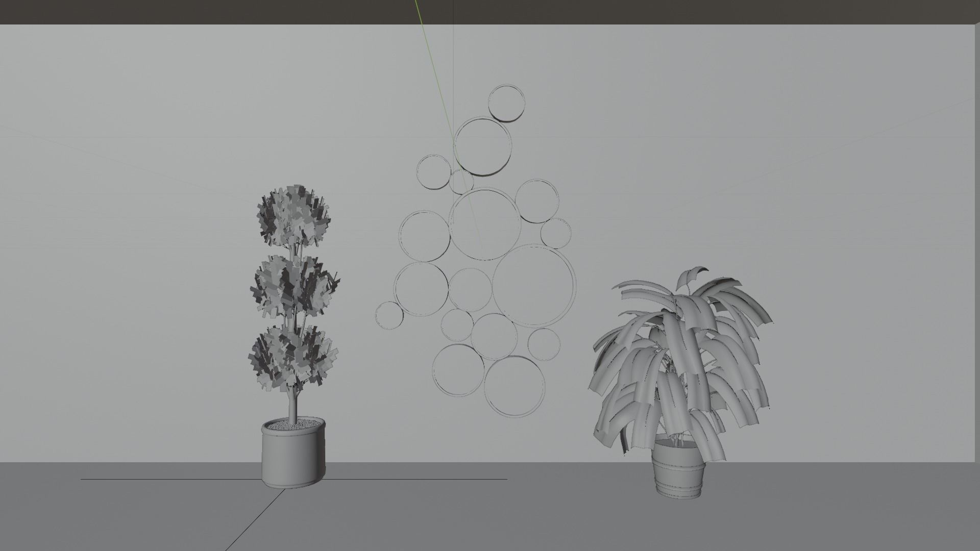 Mirror room with plants and mirrors Low-poly 3D model_7