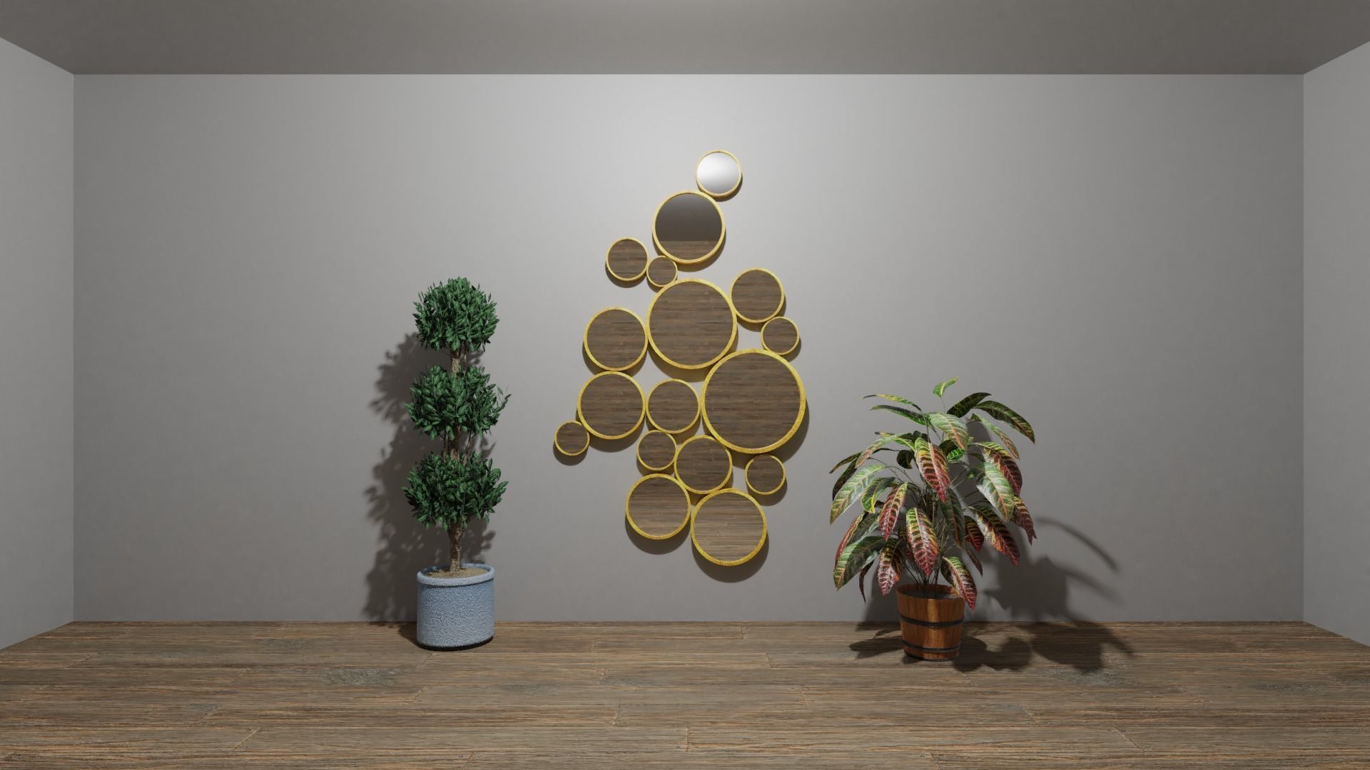 Mirror room with plants and mirrors Low-poly 3D model_9