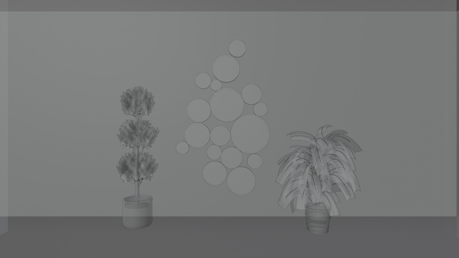 Mirror room with plants and mirrors Low-poly 3D model_10