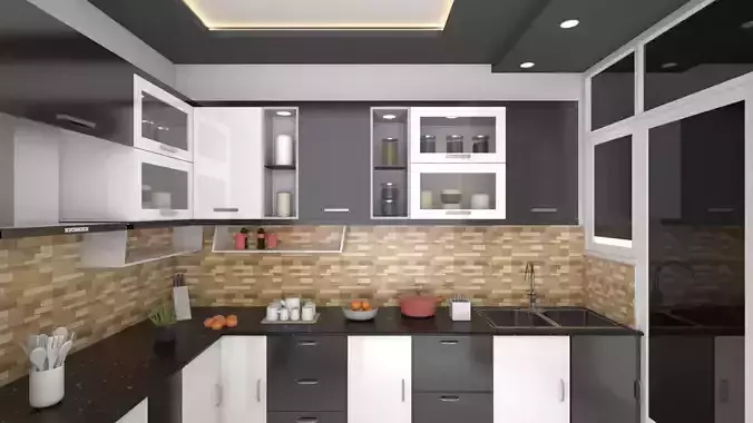 3d modular  kitchen