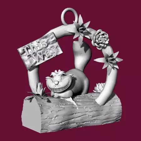 Cheshire Cat Ornament 3D print model_0