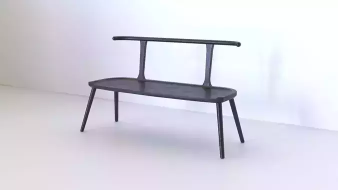 Oxbend Bench Entryway Seat in Black Charcoal Ashwood