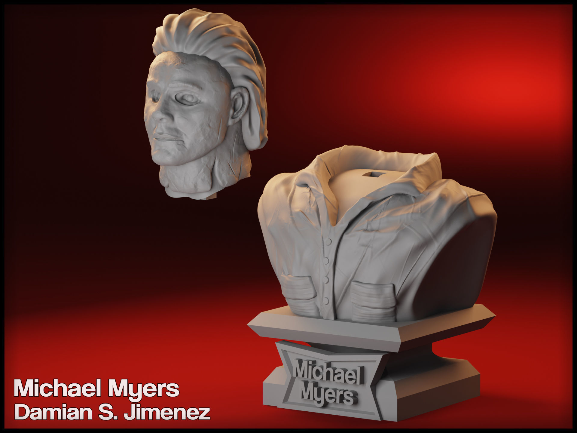 Michael Myers Bust Halloween movie 3D print model_3
