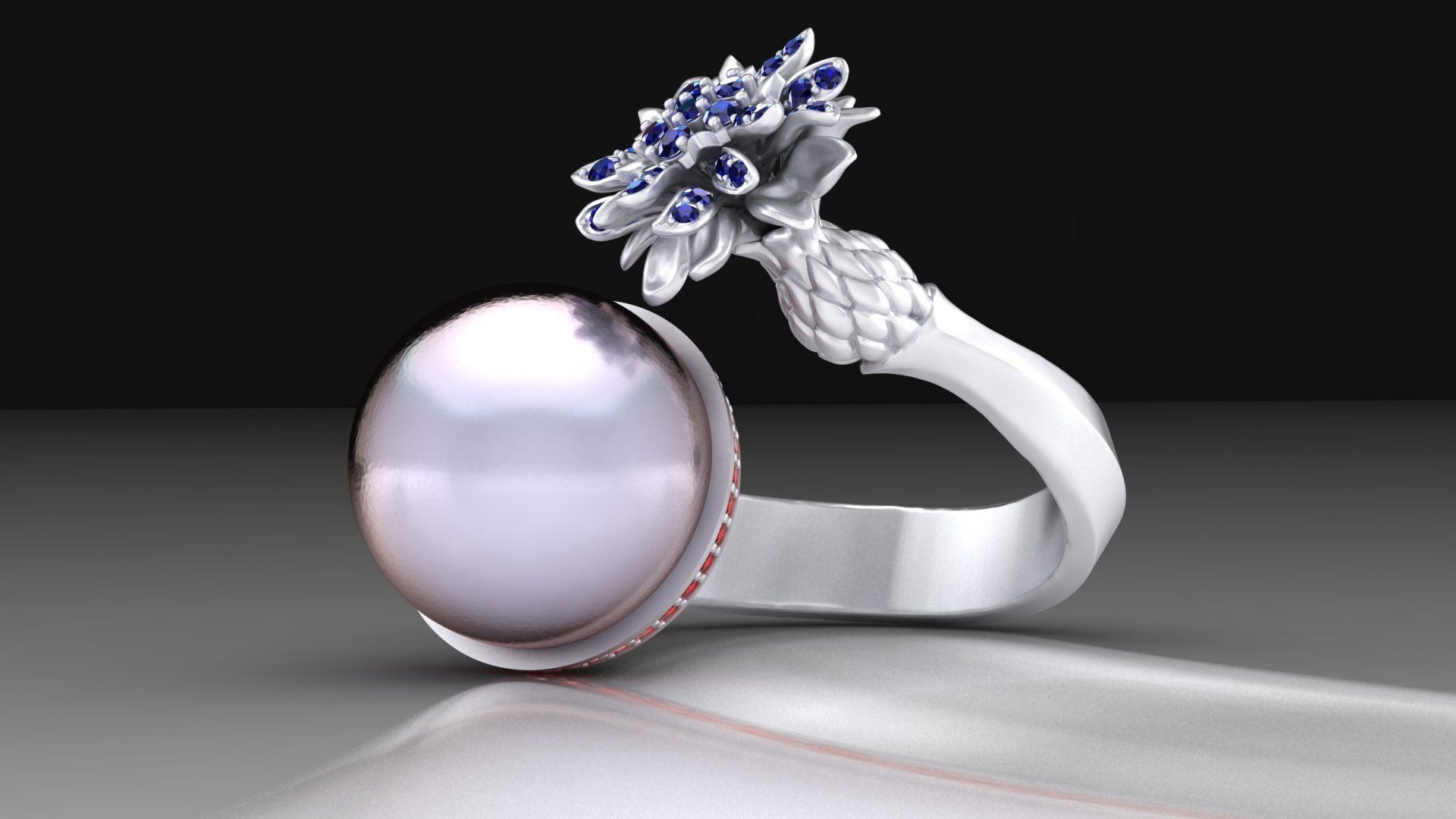 Ring with Iris and Pear 3D print model_1