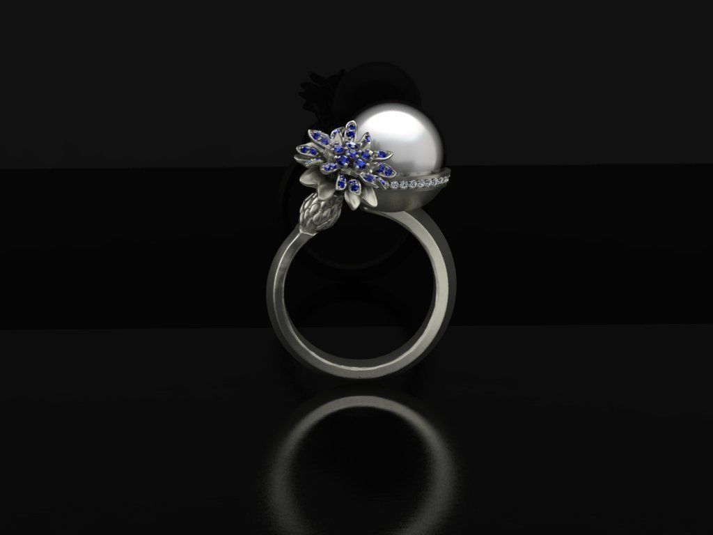 Ring with Iris and Pear 3D print model_2