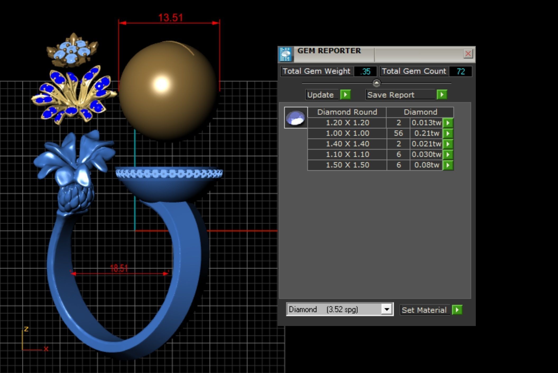 Ring with Iris and Pear 3D print model_6