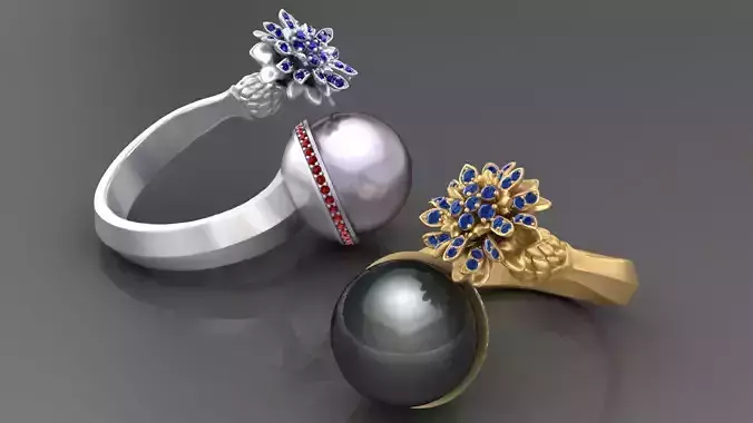 Ring with Iris and Pear