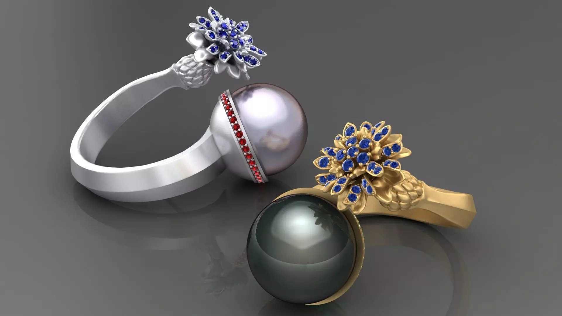 Ring with Iris and Pear 3D print model_0