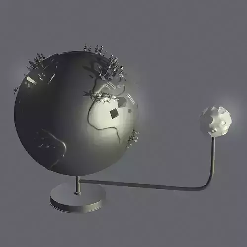 moon and earth 3D model