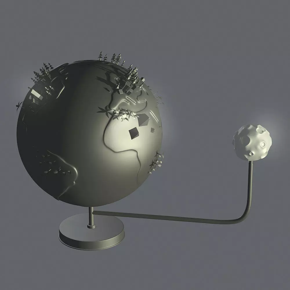 moon and earth 3D model