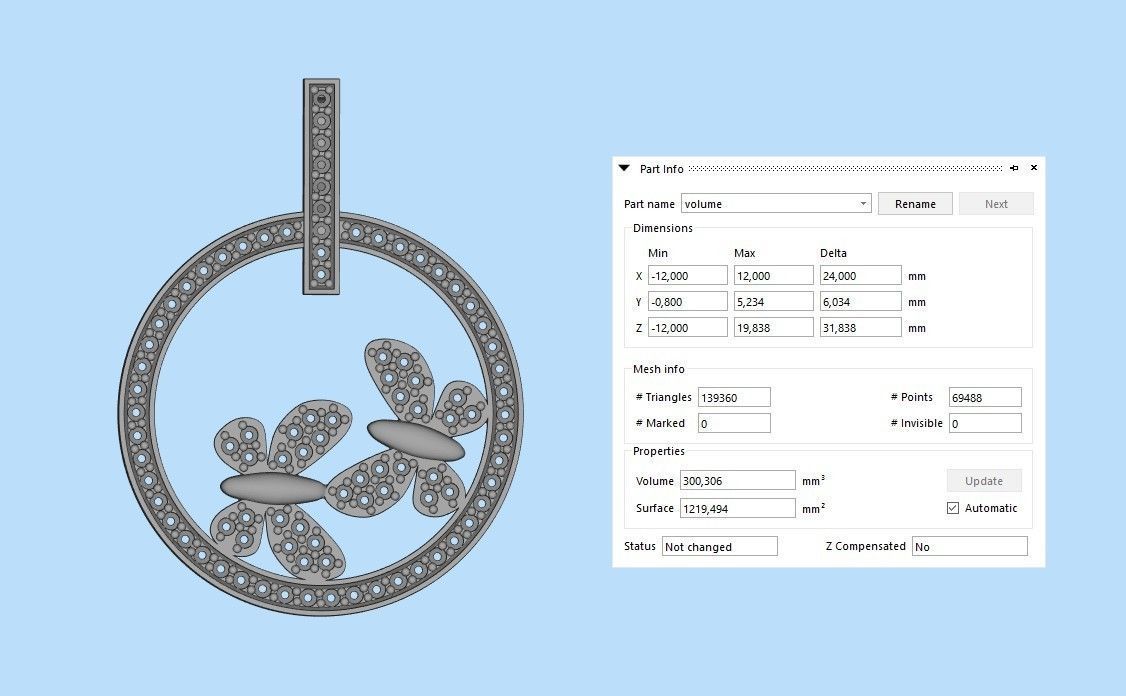 Pendant Flight of Butterflies 3D print model_6