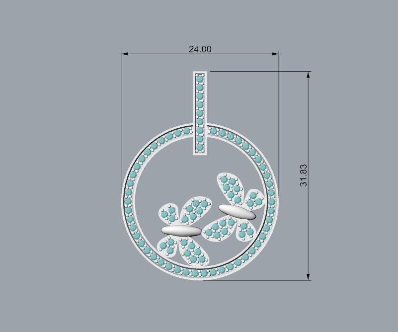 Pendant Flight of Butterflies 3D print model_4