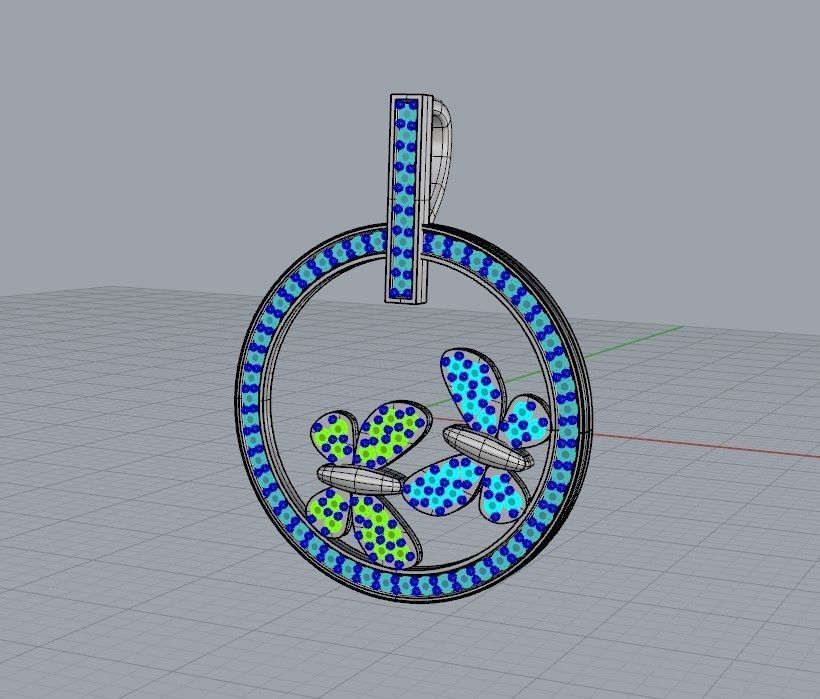 Pendant Flight of Butterflies 3D print model_20