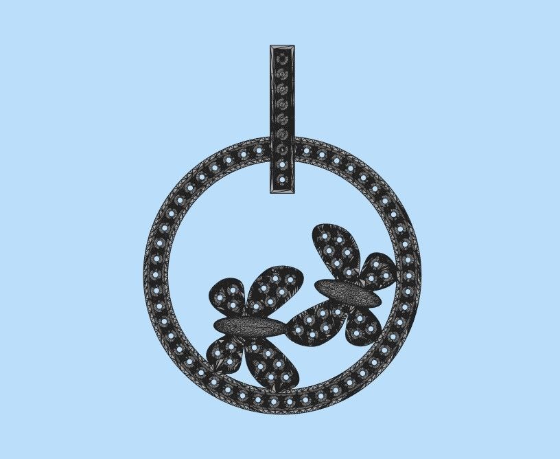 Pendant Flight of Butterflies 3D print model_25