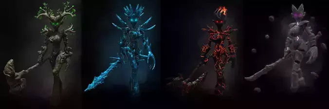 Elementals Pack Low-poly 3D model
