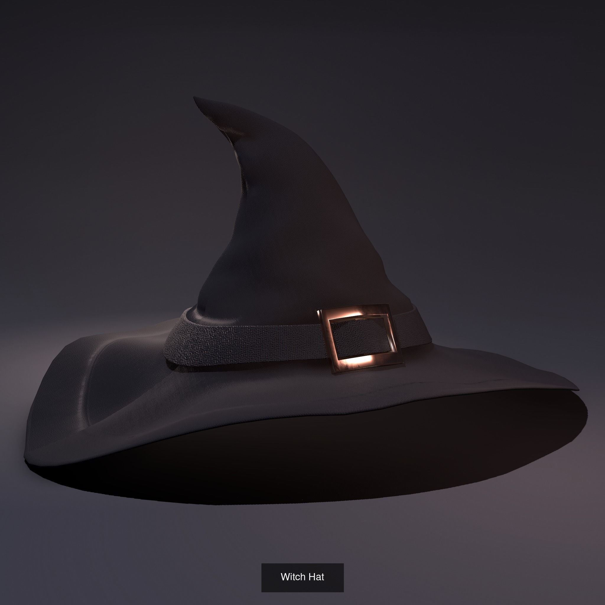 Witch Hat and Broom Stick  3D Model Collection_9