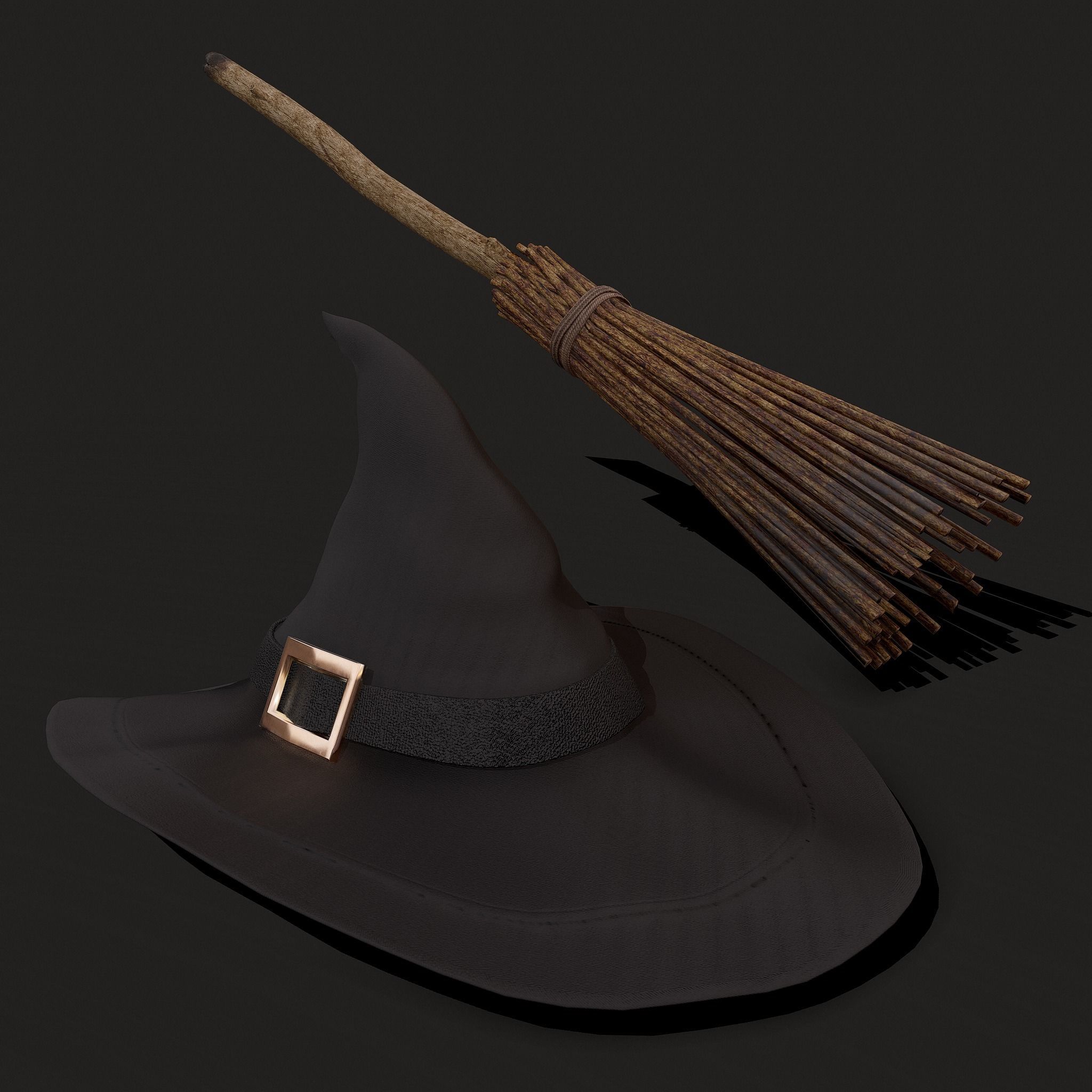Witch Hat and Broom Stick  3D Model Collection_55