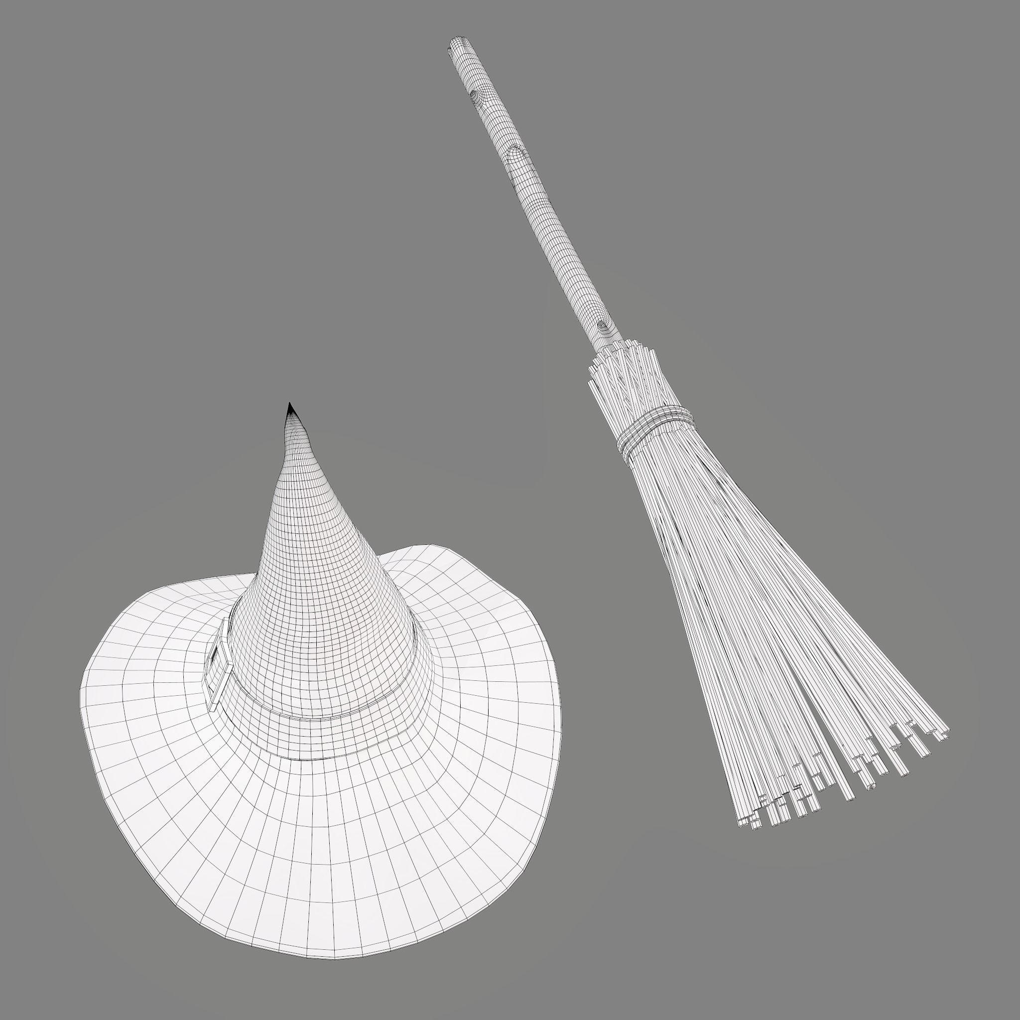 Witch Hat and Broom Stick  3D Model Collection_62