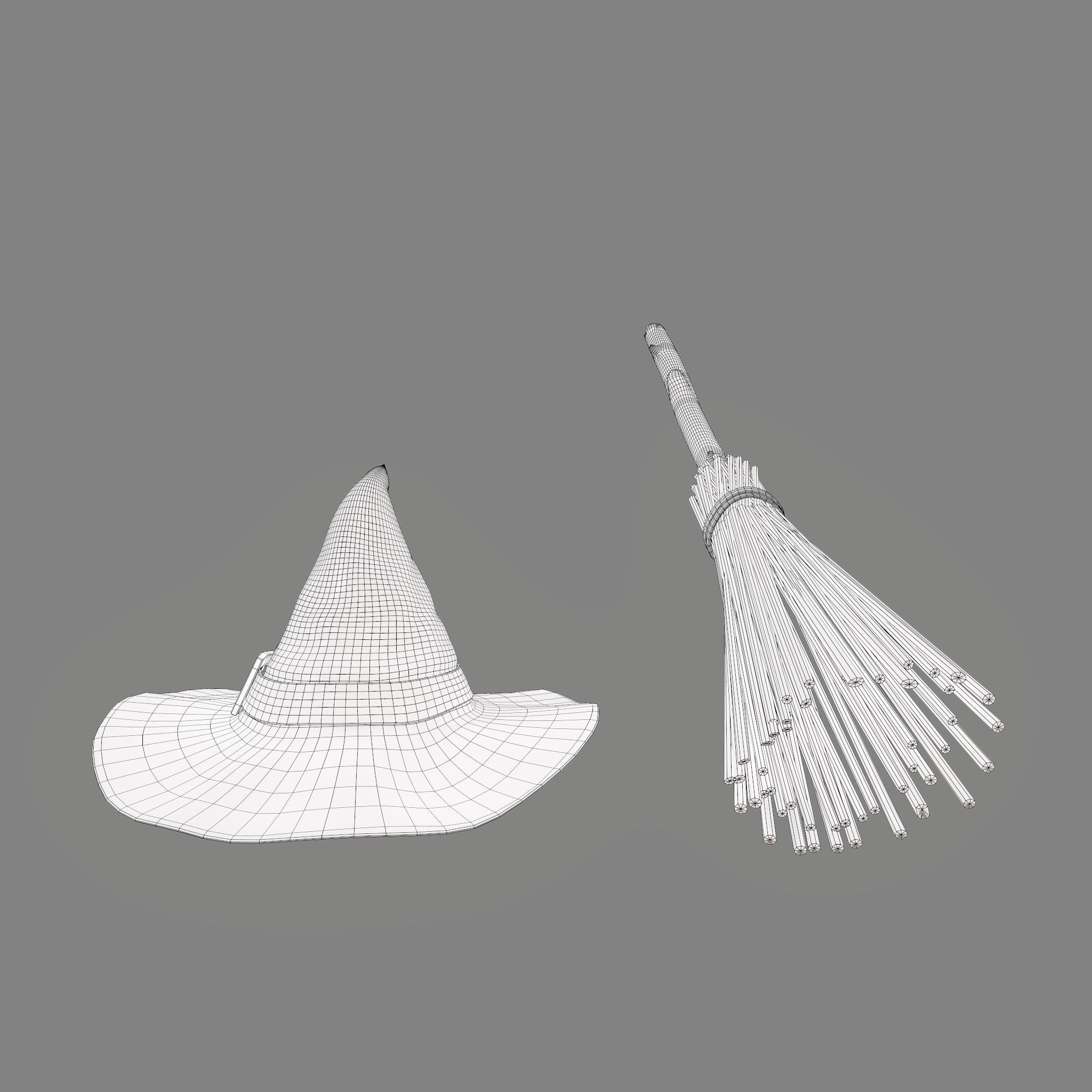 Witch Hat and Broom Stick  3D Model Collection_58