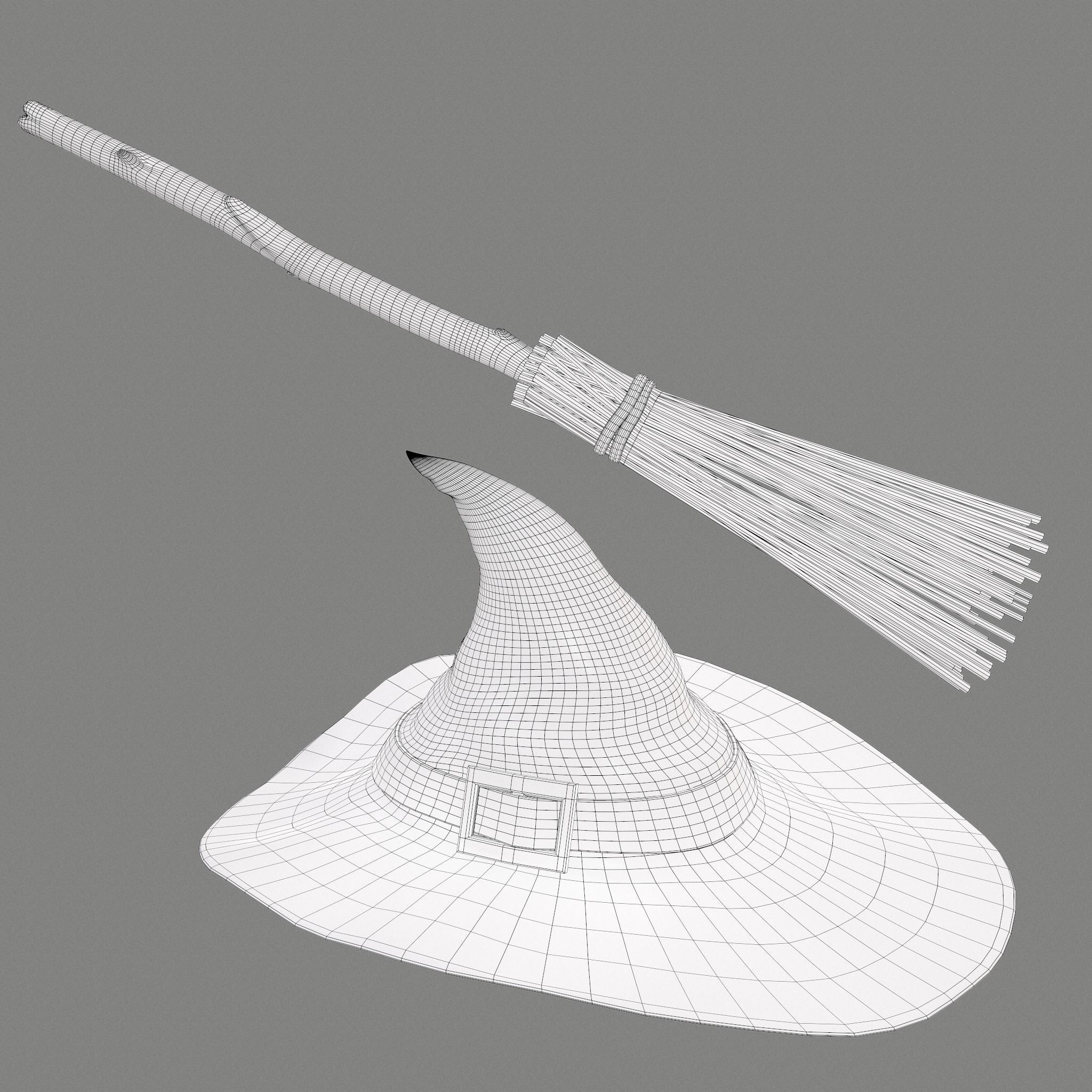 Witch Hat and Broom Stick  3D Model Collection_56