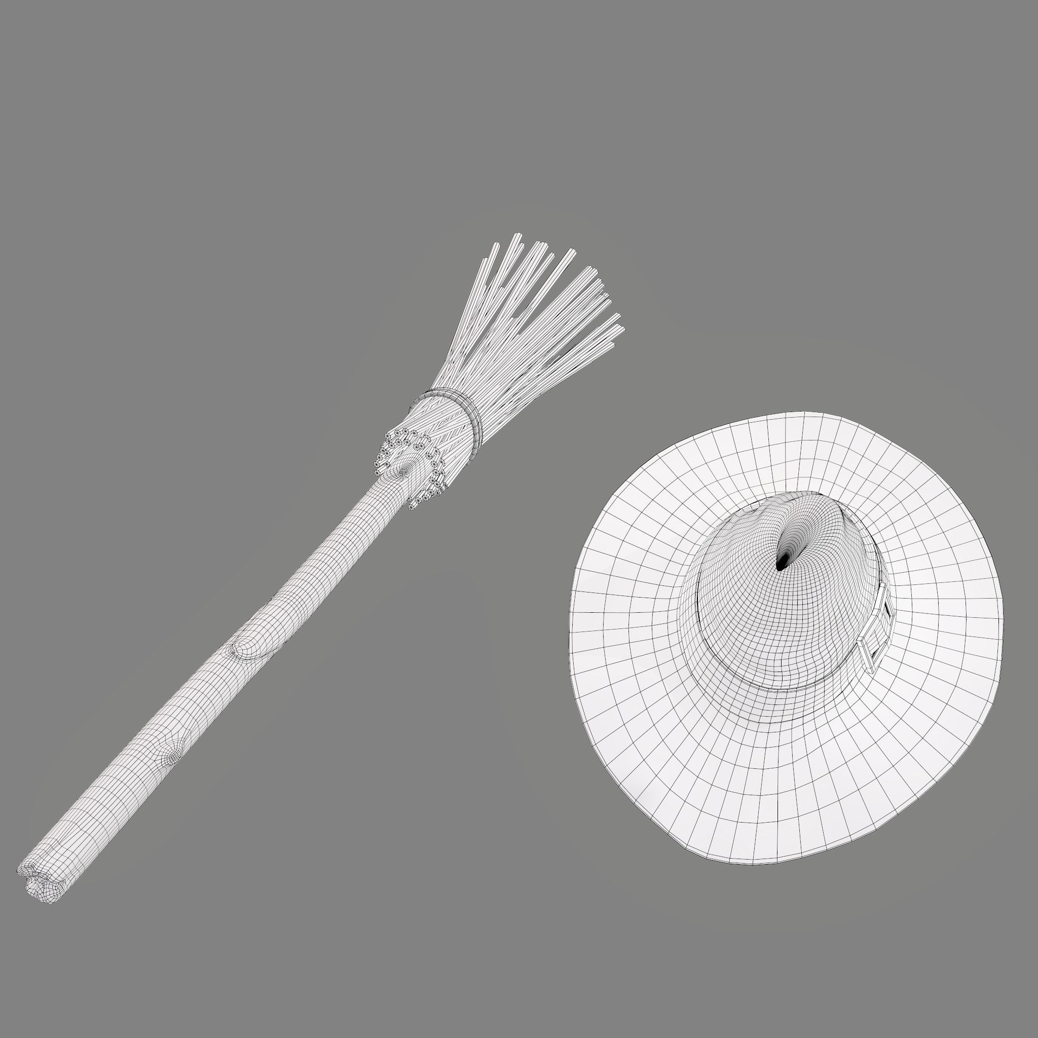 Witch Hat and Broom Stick  3D Model Collection_60