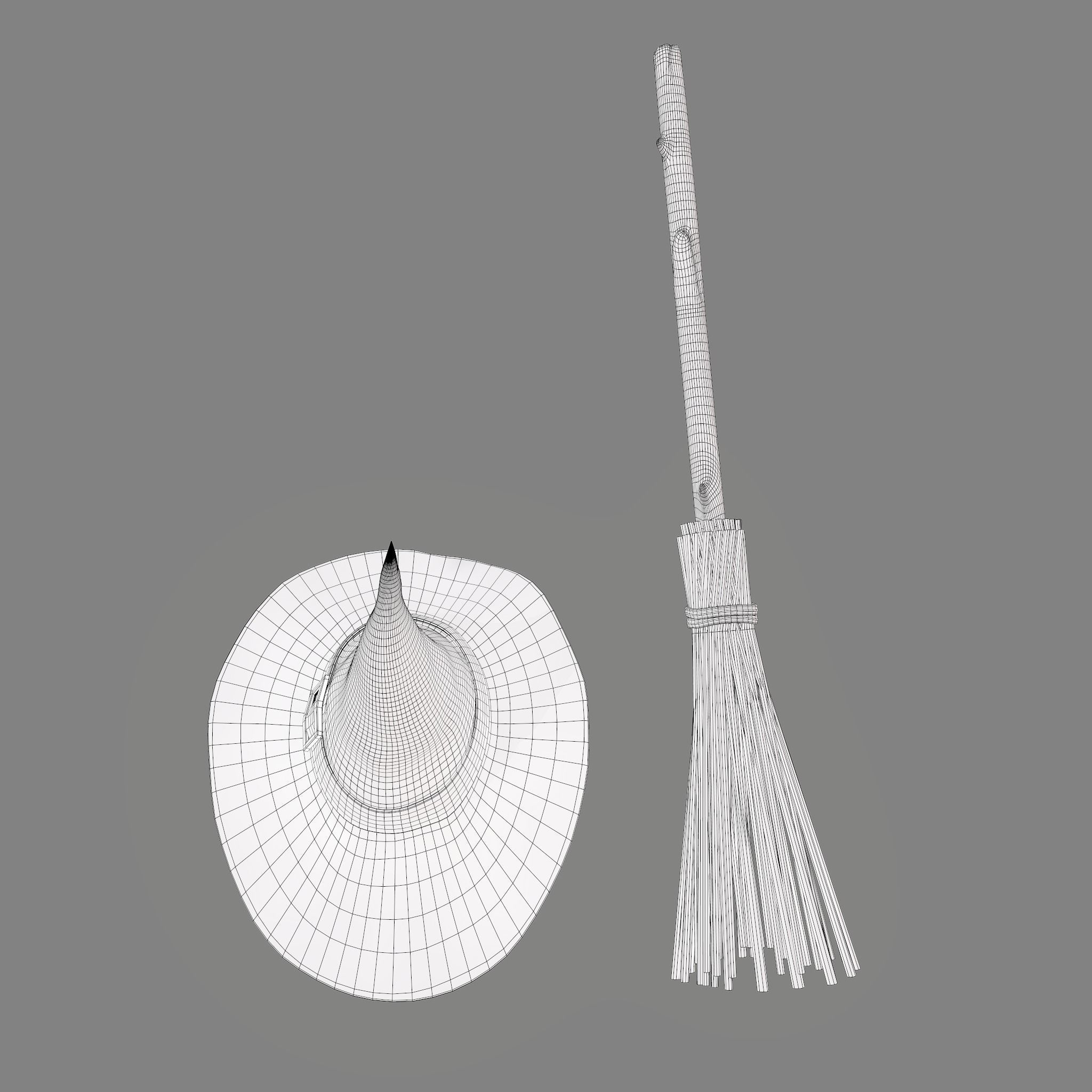 Witch Hat and Broom Stick  3D Model Collection_59