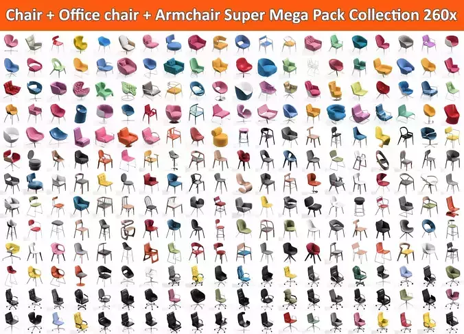260 Chair and Office Chair and Armchair Mega Pack Collection 