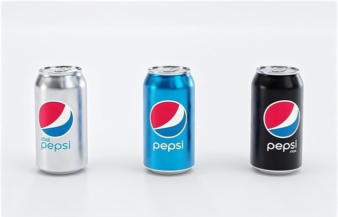 Set of Pepsi Cans - Classic  Zero  Diet  Cola Sodas Low-poly 3D model 4