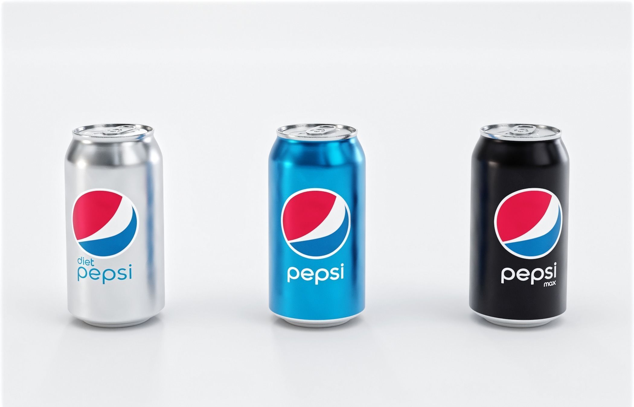 Set of Pepsi Cans - Classic  Zero  Diet  Cola Sodas Low-poly 3D model_3
