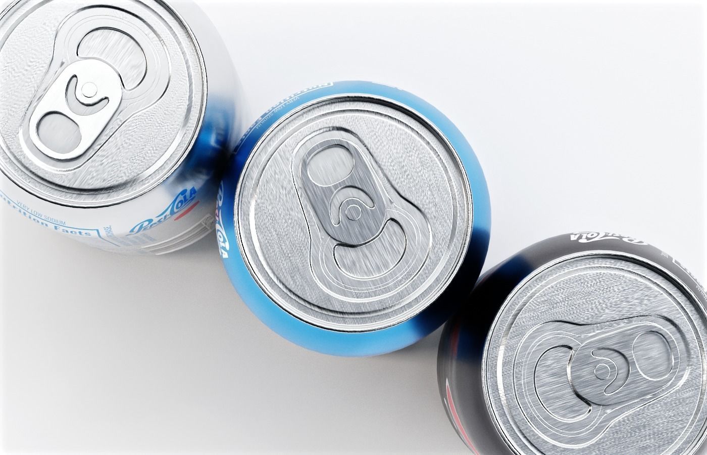 Set of Pepsi Cans - Classic  Zero  Diet  Cola Sodas Low-poly 3D model_5