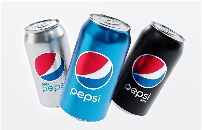 Set of Pepsi Cans - Classic  Zero  Diet  Cola Sodas Low-poly 3D model 3