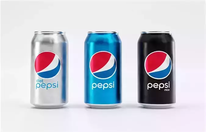 Set of Pepsi Cans - Classic  Zero  Diet  Cola Sodas Low-poly 3D model