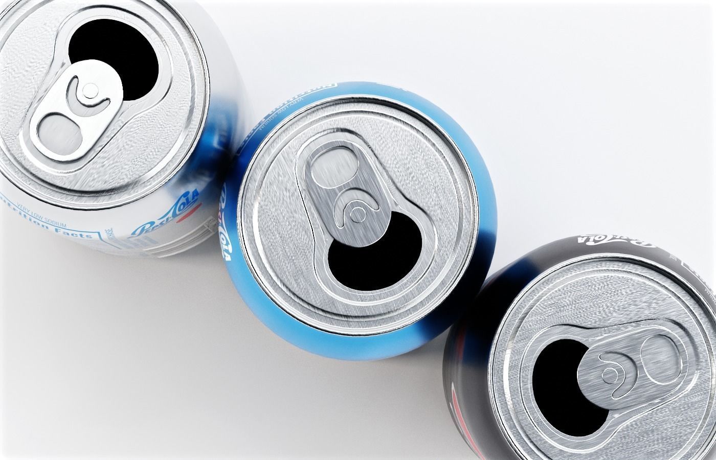 Set of Pepsi Cans - Classic  Zero  Diet  Cola Sodas Low-poly 3D model_6
