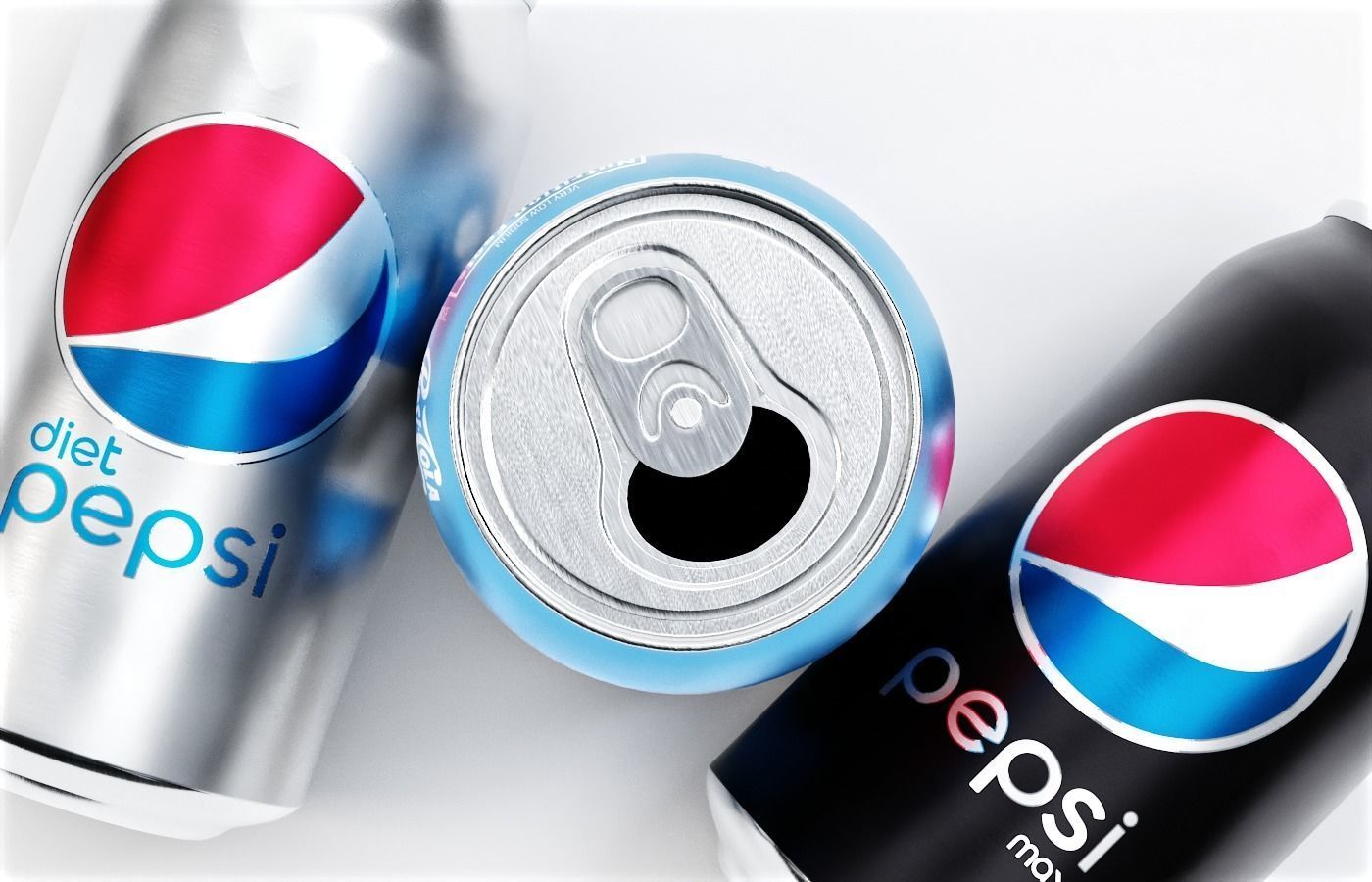 Set of Pepsi Cans - Classic  Zero  Diet  Cola Sodas Low-poly 3D model_7