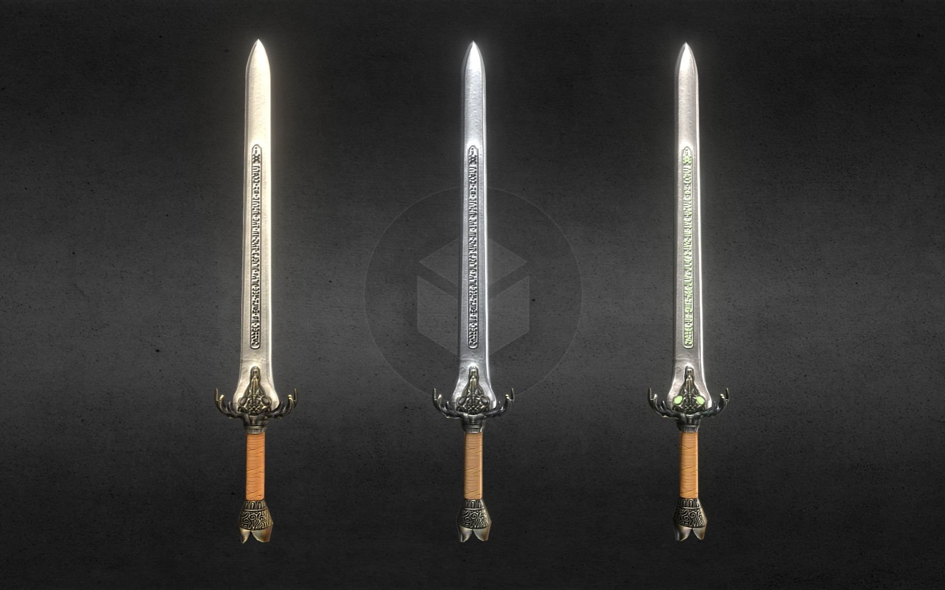 Baphomet-Sword three swords Free low-poly 3D model_24