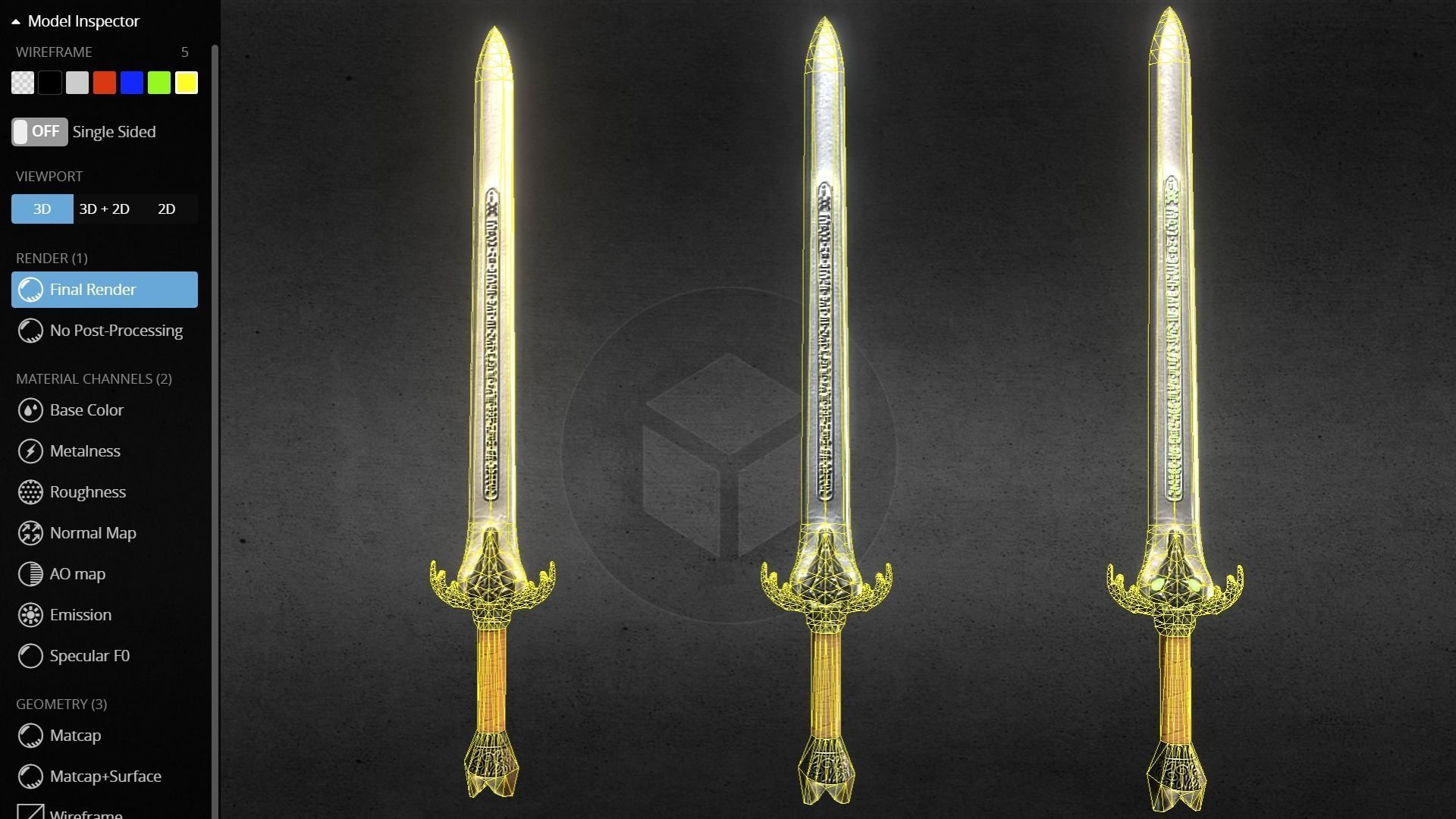 Baphomet-Sword three swords Free low-poly 3D model_5