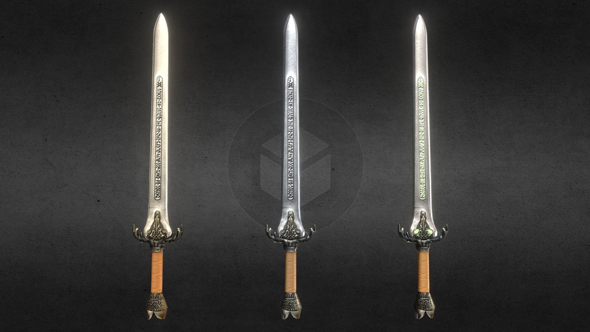 Baphomet-Sword three swords Free low-poly 3D model_1