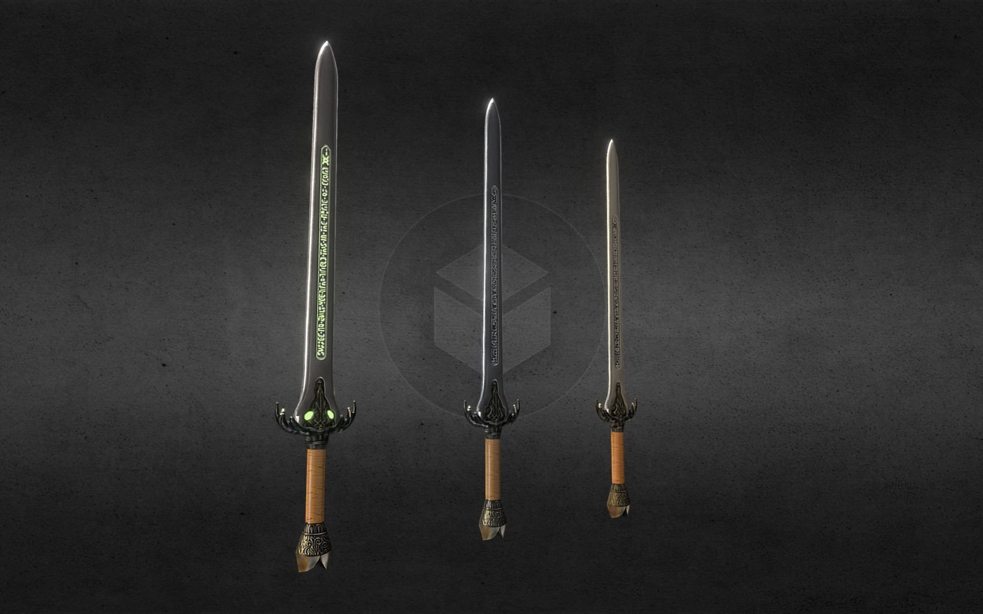 Baphomet-Sword three swords Free low-poly 3D model_29