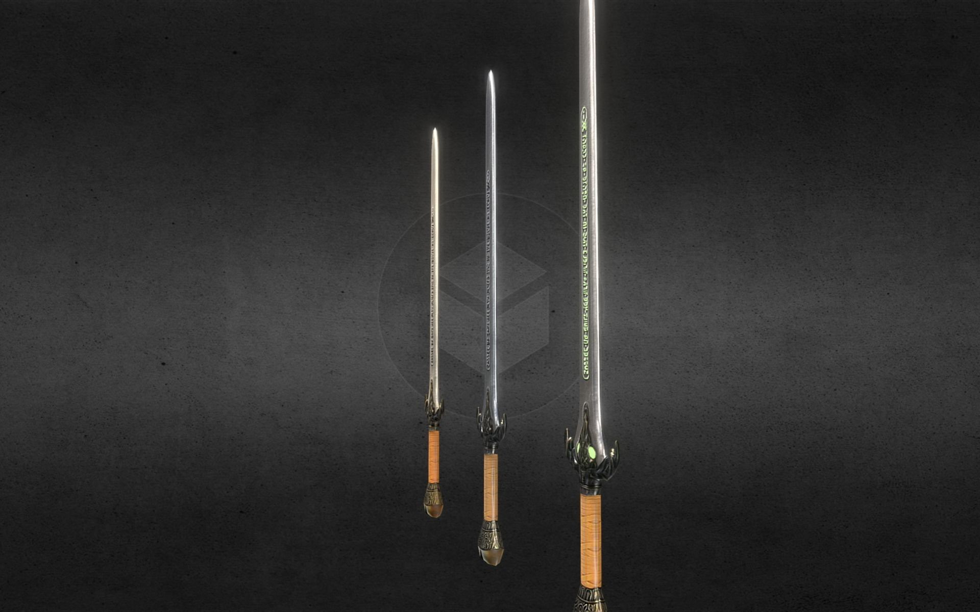 Baphomet-Sword three swords Free low-poly 3D model_26