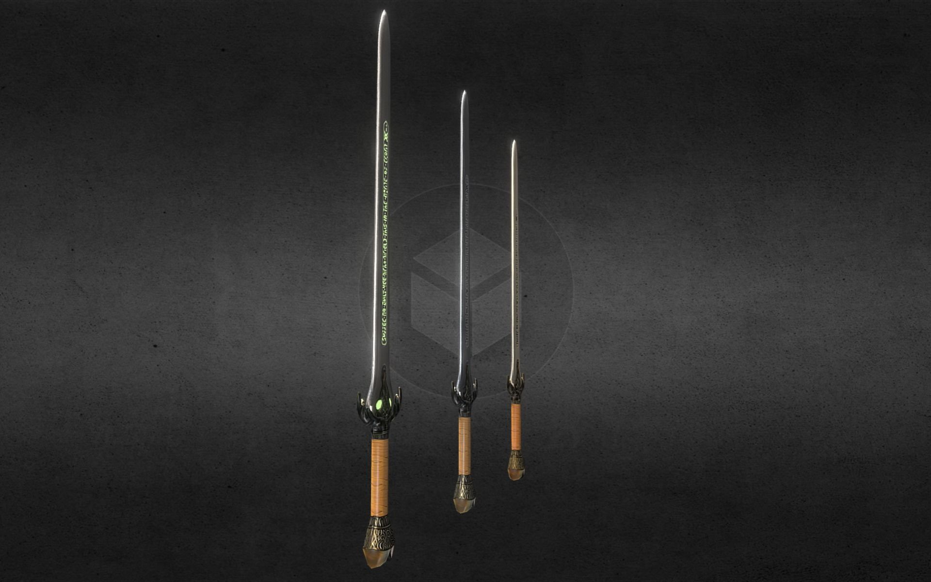 Baphomet-Sword three swords Free low-poly 3D model_28