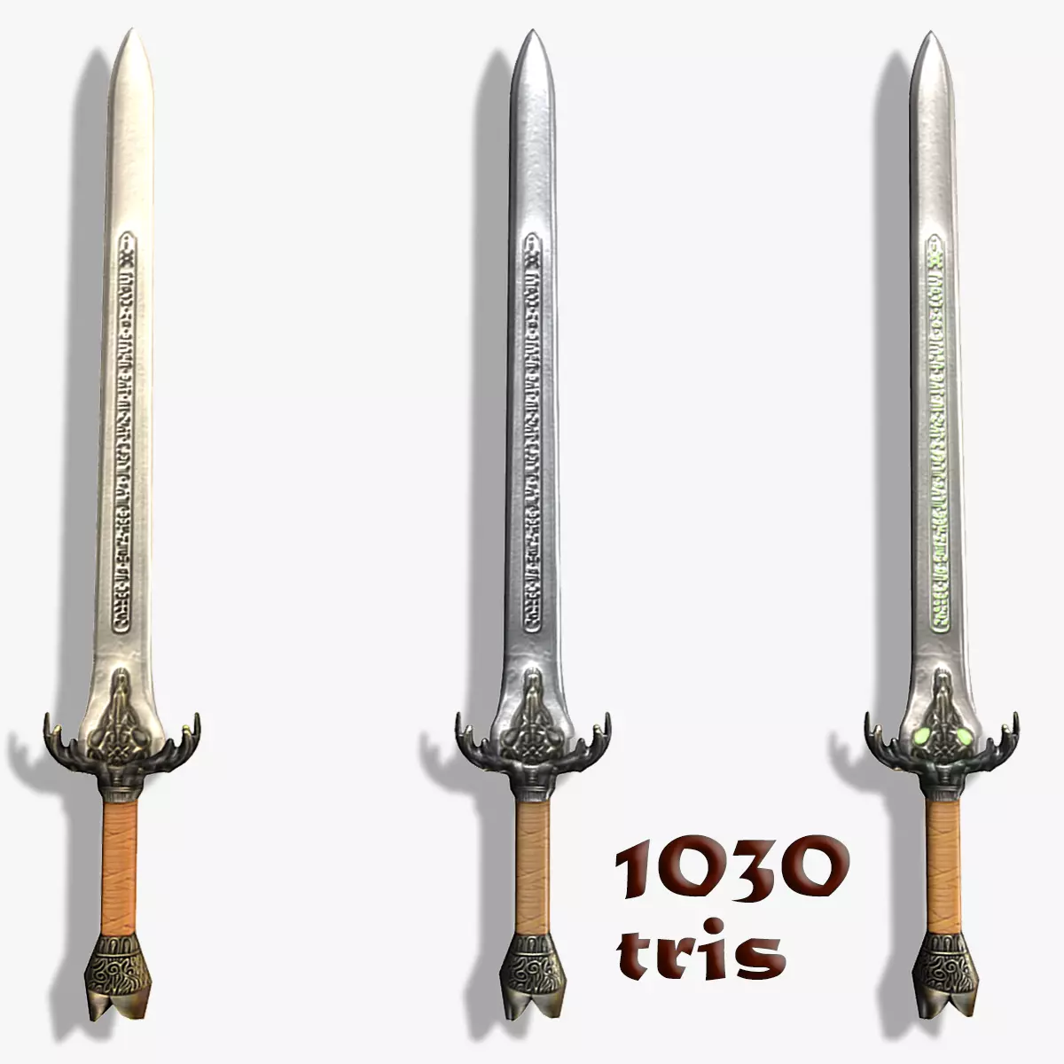 Baphomet-Sword three swords Free low-poly 3D model_0