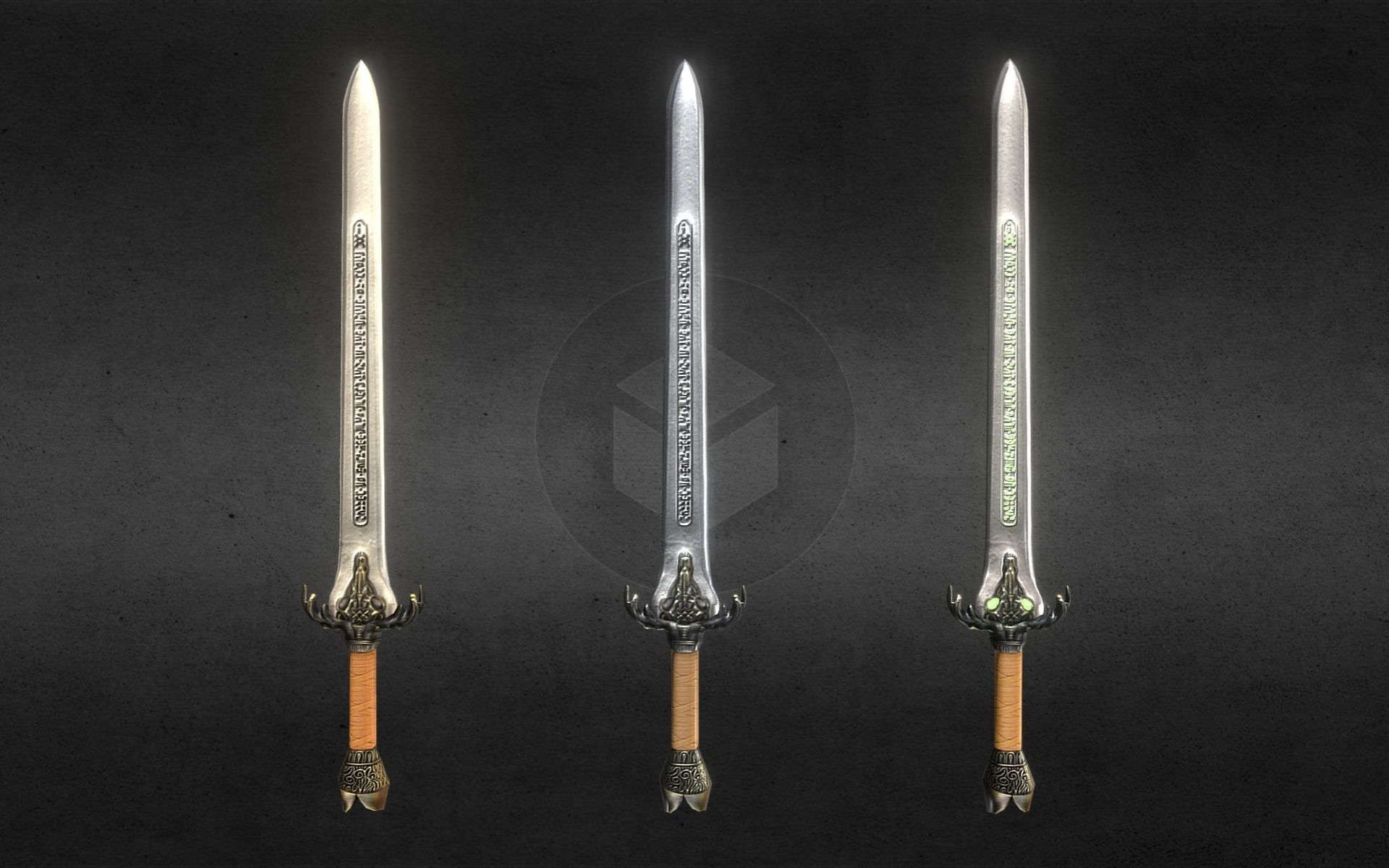 Baphomet-Sword three swords Free low-poly 3D model_36