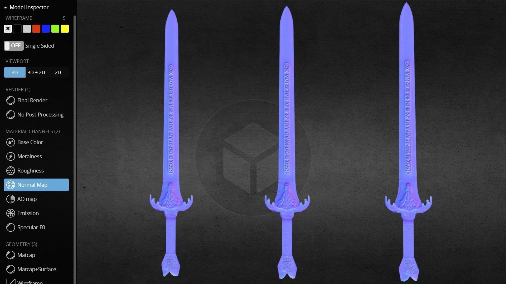 Baphomet-Sword three swords Free low-poly 3D model_6