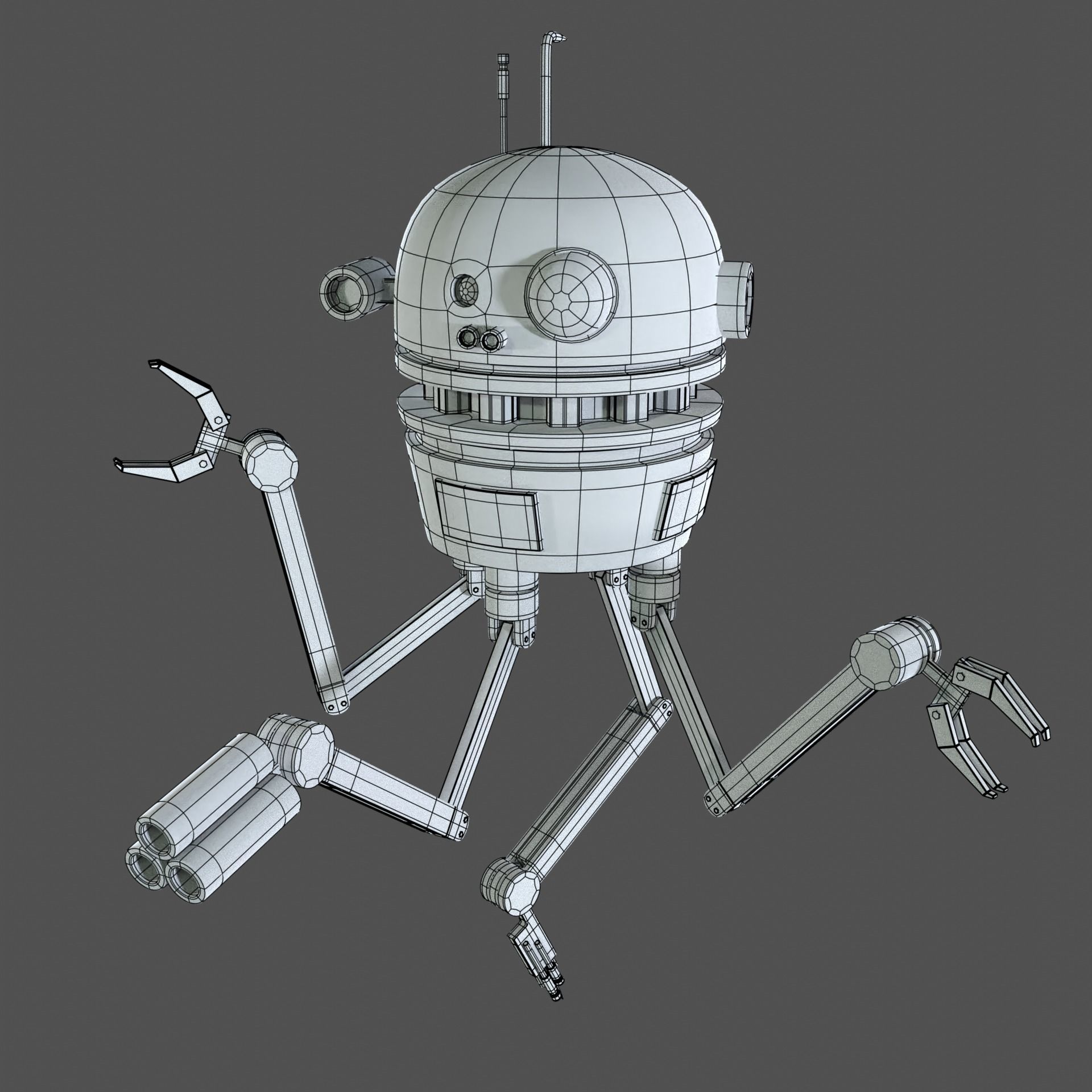 Sci-Fi Robot Drone 3D model_4
