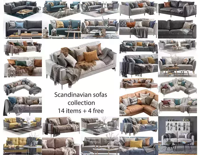 Scandinavian Sofas 3D Model Collection